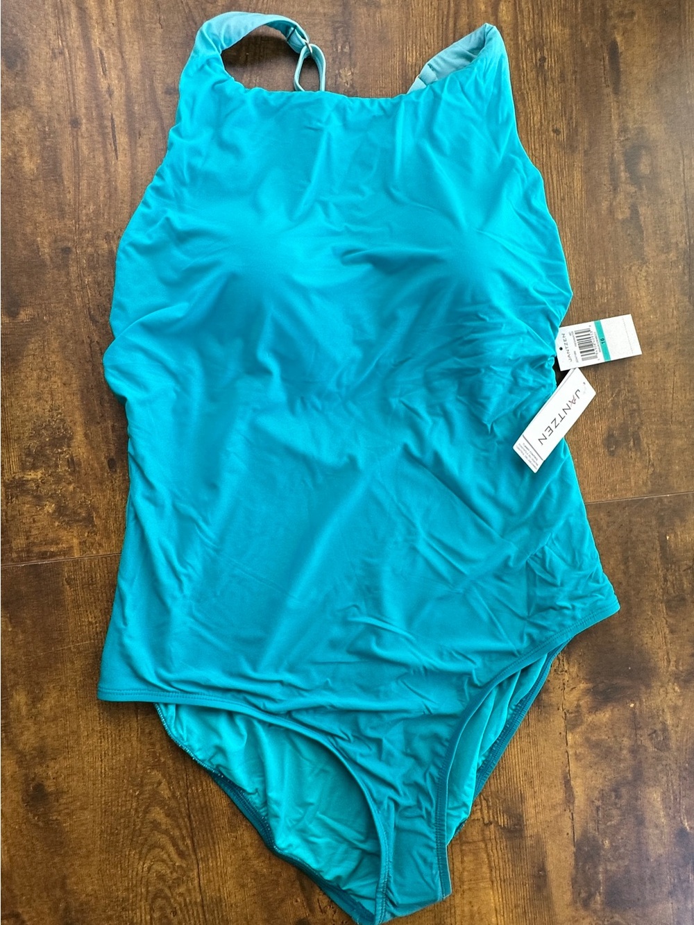Jantzen NWT Teal Aqua High Neck One Piece Swimsuit 16